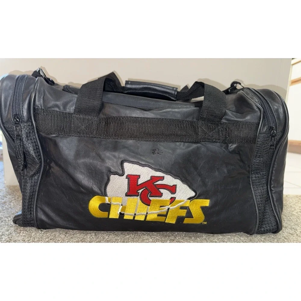 Vintage Kansas City Chiefs A.D.S. Sports NFL Faux Leather Travel Duffle Bag RARE